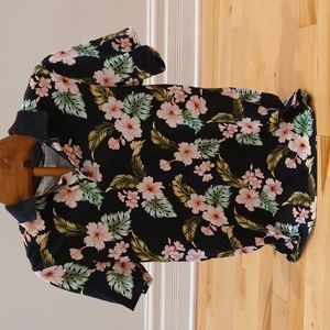 Medium jack jones navy polo shirt with tropical flowers and leaves